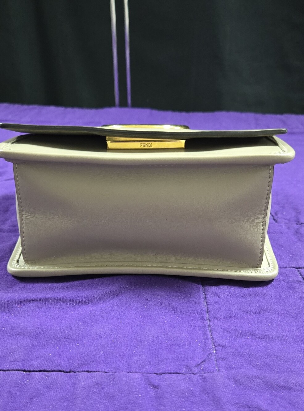EUC Fendi FF Kan Taupe Shoulder Bag With Gold-Silver Hardware - Picture 9 of 16